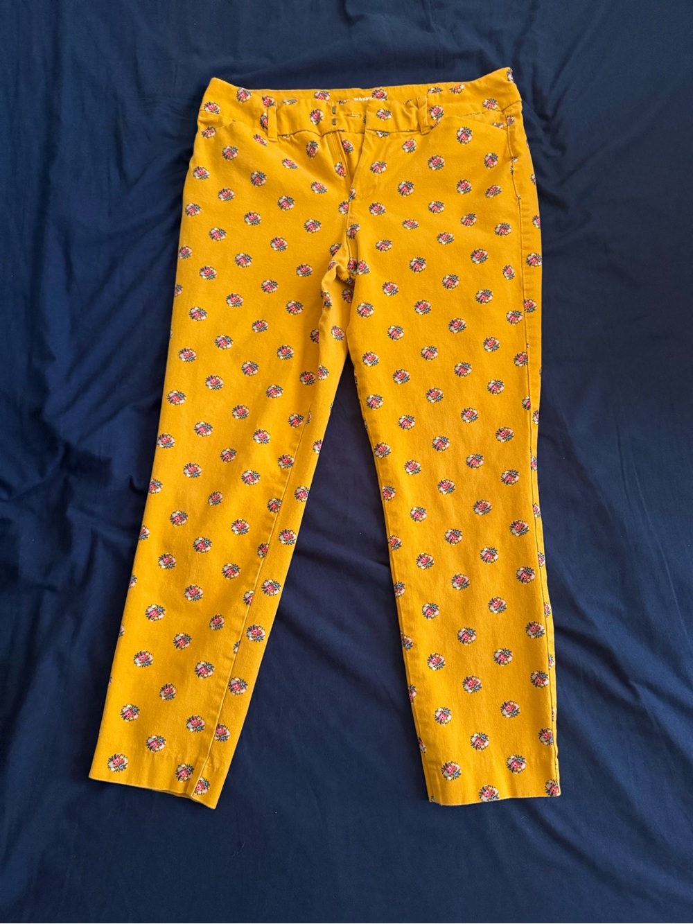 Old Navy Mustard Yellow Floral Stretch Pants